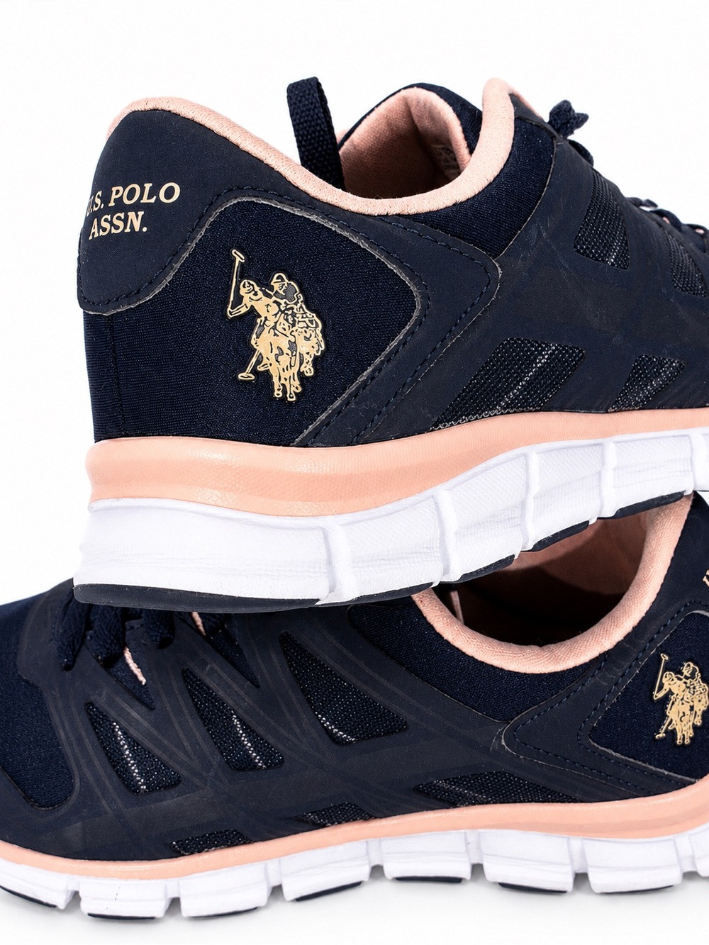 Ralph Lauren Chic Lennie-L Sneakers Navy Blush Pink Athletic Walking Shoes 7.5